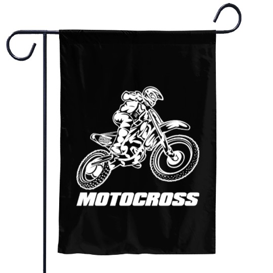 Motocross Logo White Garden Flags