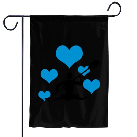 Canoe with 5 hearts Garden Flags