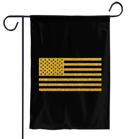 US Flag Gold Glitter Garden Flags