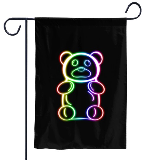 Neon Rainbow Gummy Bear Garden Flags
