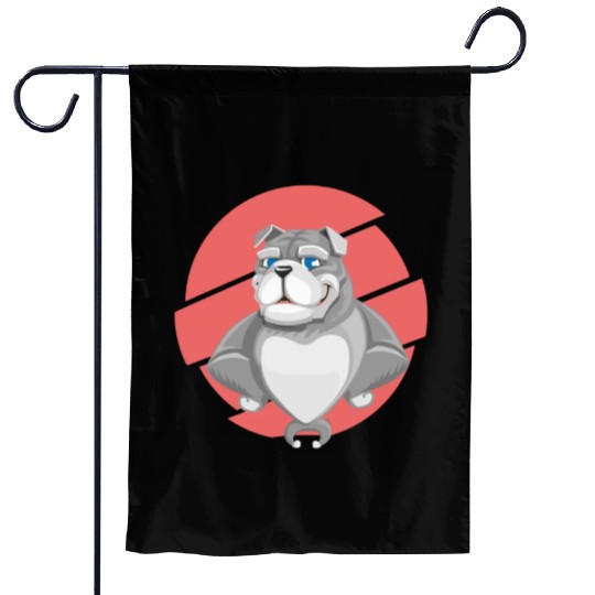 Cute English Grey Bulldog Artwork Garden Flags