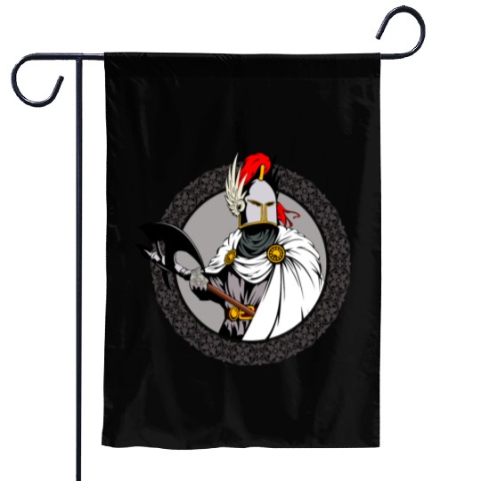 ancient warrior Sparta ax helmet raincoat pattern Garden Flags