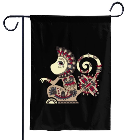 Aztec Monkey Garden Flags