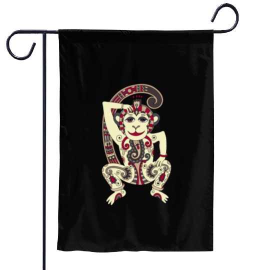 Aztec Monkey Garden Flags