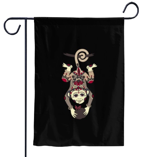 Aztec Monkey Garden Flags