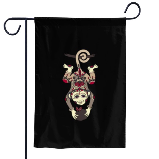 Aztec Monkey Garden Flags