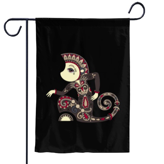 Aztec Monkey Garden Flags