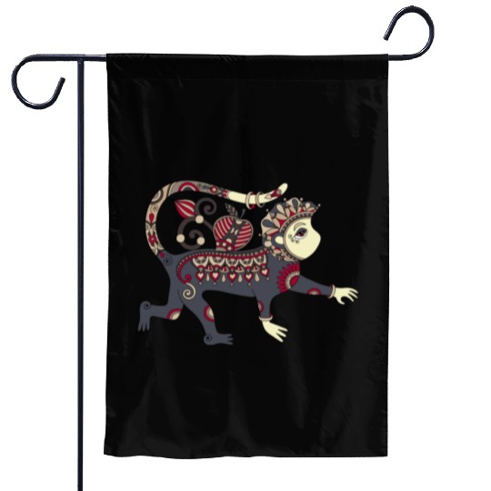 Aztec Monkey Garden Flags