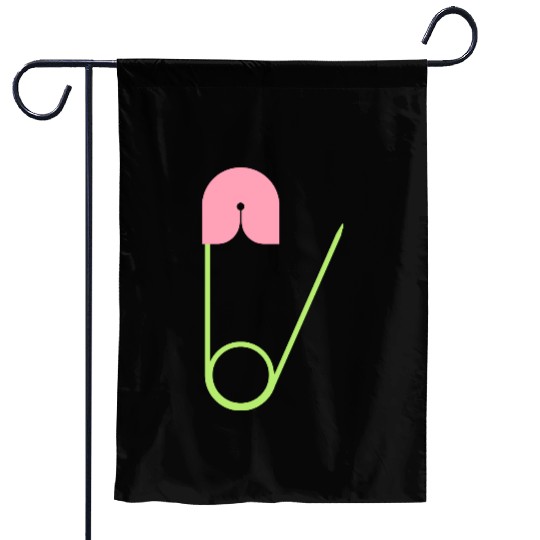 Safety pin open Garden Flags