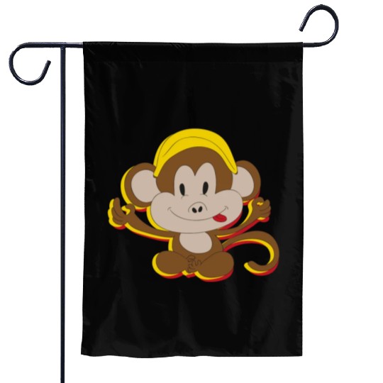 Cute Kids Monkey With Banana Garden Flags