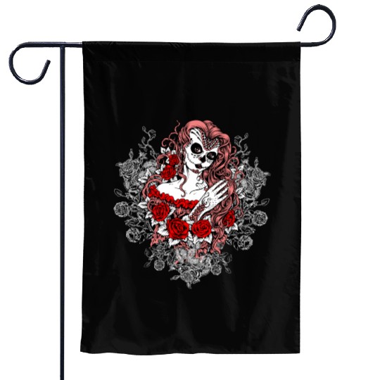Santa Muerte Holy Woman Skull Mexico Dead Saint Garden Flags