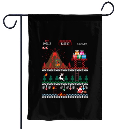 Santa vs Krampus: Merry 8-bit Christmas Garden Flags