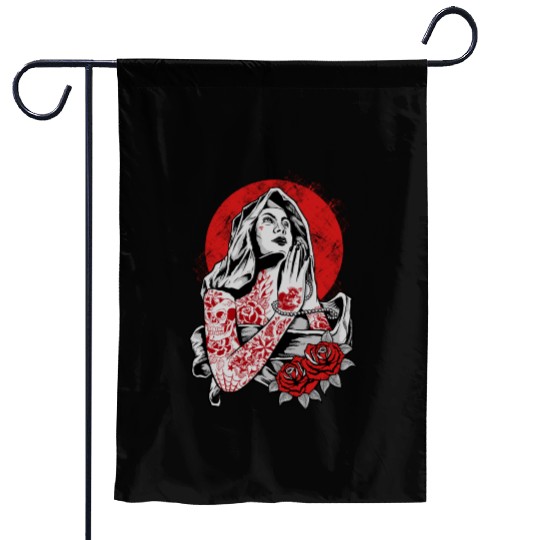 Virgin Mary Tattoo Garden Flags