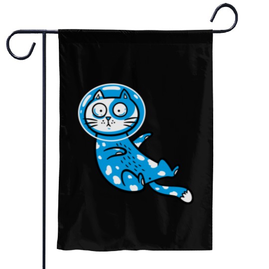 Space cat Garden Flags