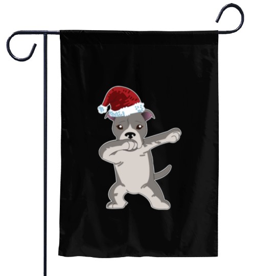 Cute Pitbull Dabbing Christmas Garden Flags