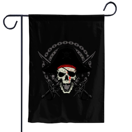 Ahoy Buccaneers Avast Ye motif of Pirate Skull Garden Flags