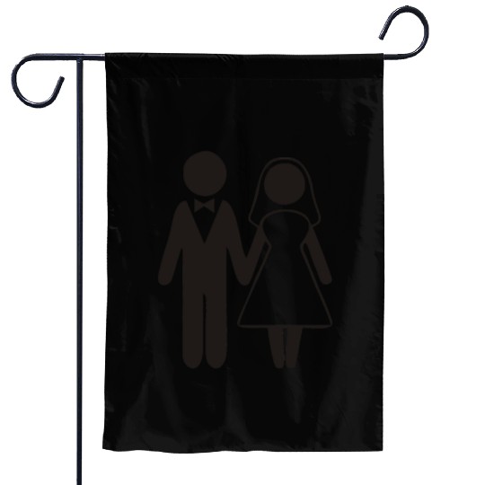 Bride And Groom Silhouette Garden Flags