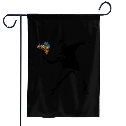 Banksy Rage Flower Thrower Garden Flags