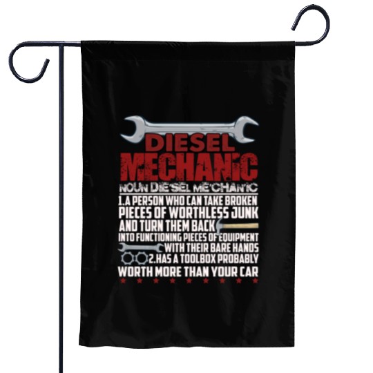 Funny Diesel Mechanic Meaning Garden Flags