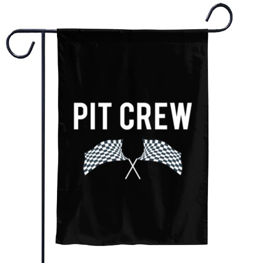 Pit Crew Car Enthusiast Race Track or Drag Strip Design Garden Flags