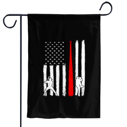 Baseball Pitcher Batter American Flag 4th of July Garden Flags