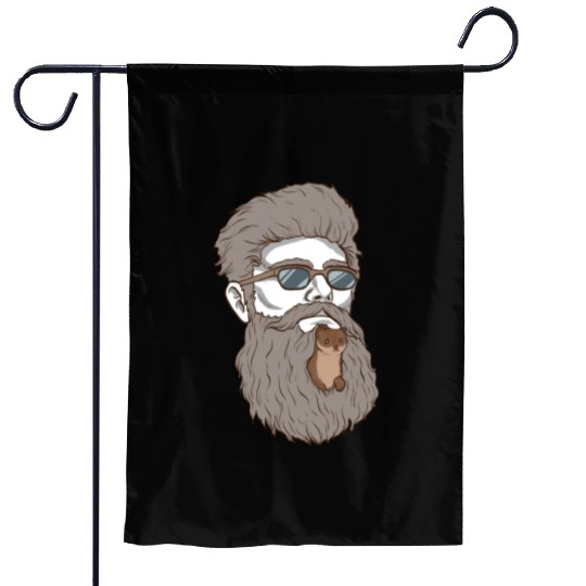 Beard Weasel Funny Beard Design Garden Flags