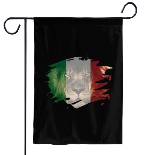 Italy Flag & African Lion Picture Garden Flags