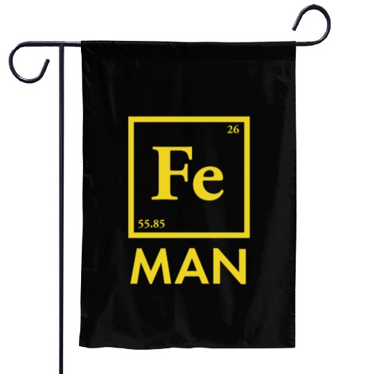 funny iron man science chemistry fe Garden Flags