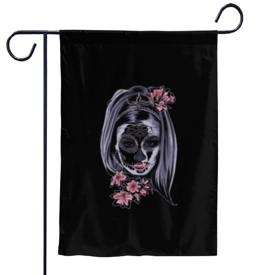 mask zombie girl flower Garden Flags