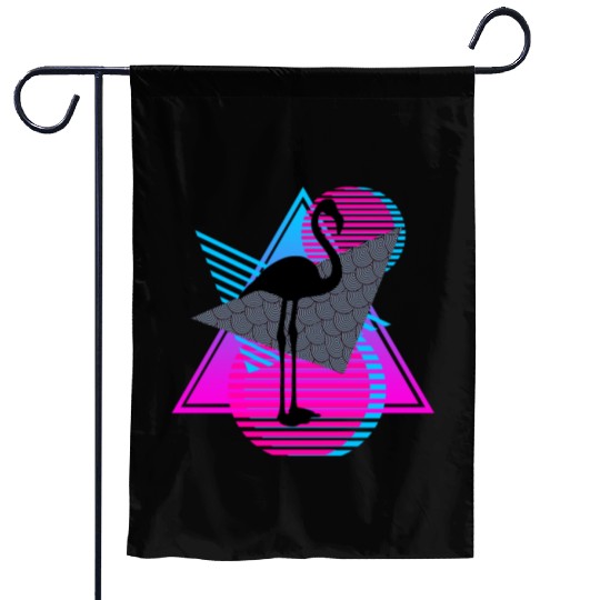 vaporwave aesthetics FLAMINGO 80s retro triangle Garden Flags