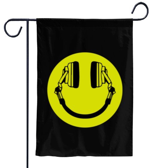 Headphone Smiley Acid House Cans MUSIC RAVE WEED D Garden Flags
