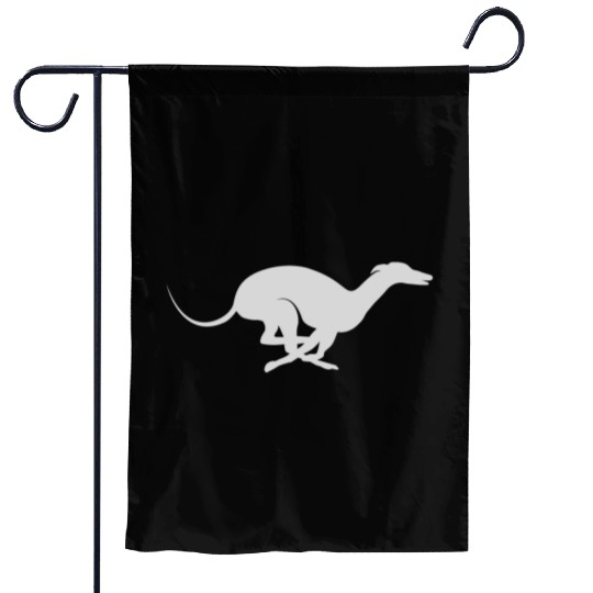 Light Grey Running Greyhound X Racer Track Dog Garden Flags