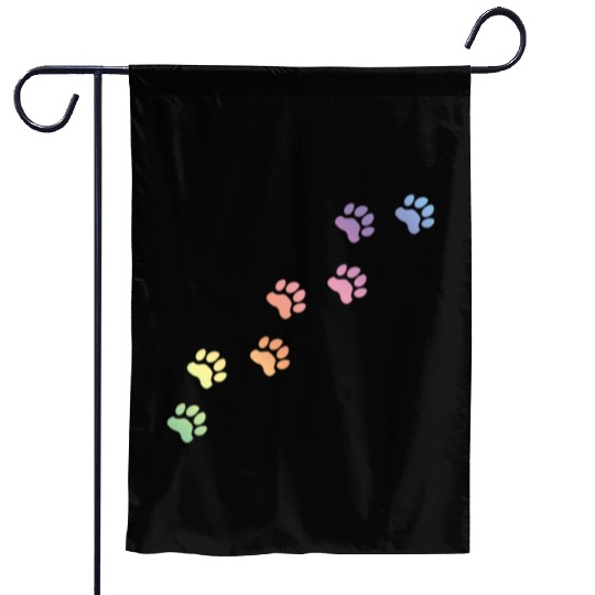 Rainbow Dog tracks, dog footprint, dog paw, dog Garden Flags