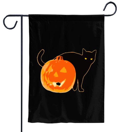 Halloween Black Cat Jack o Lantern Pumpkin Funny Garden Flags