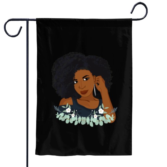 Natural Hair Afro Woman Garden Flags