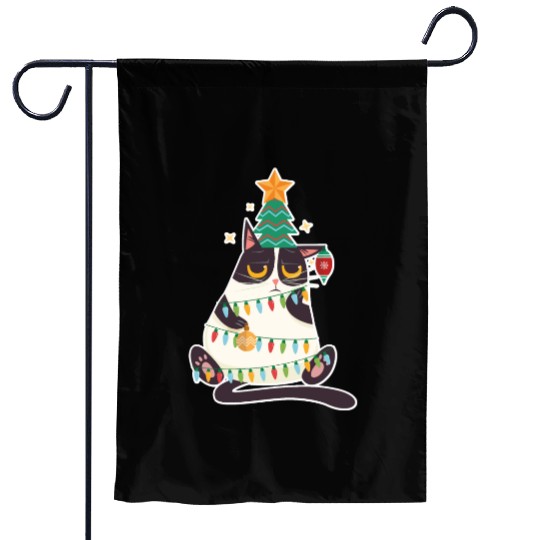 Christmas Tree Cat Garden Flags Christmas Xmas Holiday