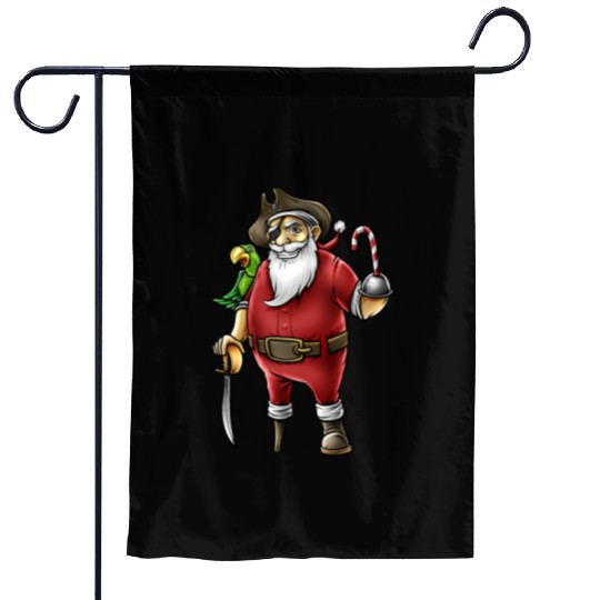 Santa Pirate Funny Christmas Candy Cane Hook Hand Garden Flags