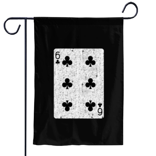 six of clubs playing card Garden Flags