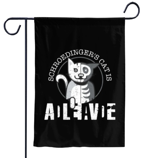 Schrodingers Cat Is Dead and Alive - Funny Physics Garden Flags