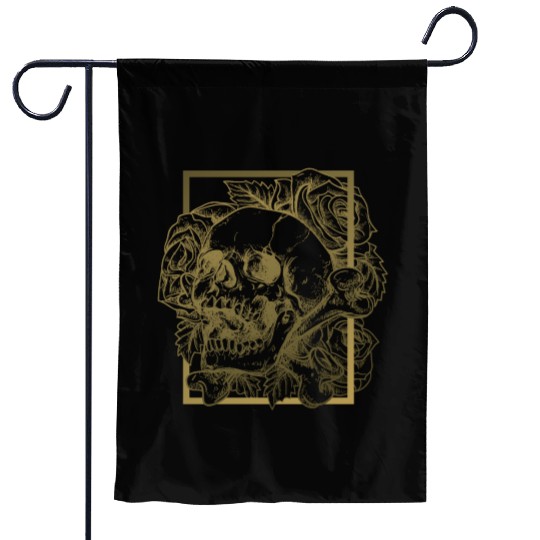 skull and roses Garden Flags