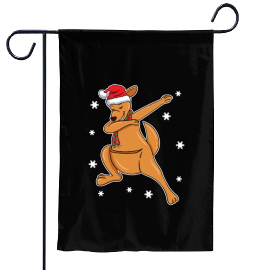 Kangaroo Australian Dabbing Xmas Christmas Present Garden Flags