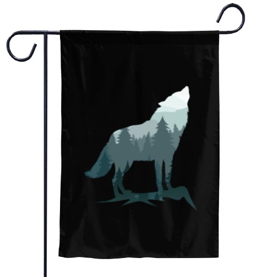 Lone Wolf Survives The Mountain Silhouette Art Garden Flags
