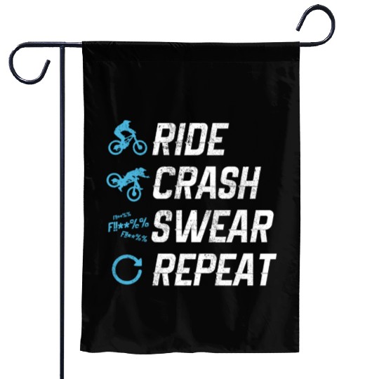 Mountain Bike - Ride Crash Swear Repeat Garden Flags
