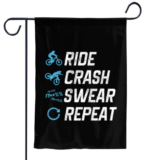 Mountain Bike - Ride Crash Swear Repeat Garden Flags
