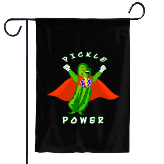 Pickleball Pickle Power Superhero Garden Flags