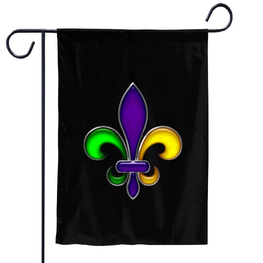 Fleur De Lis Mardi Gras Glossy Lily Garden Flags