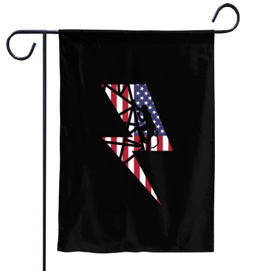 Lineman Usa American Flag Cable Pole Light Gift Garden Flags