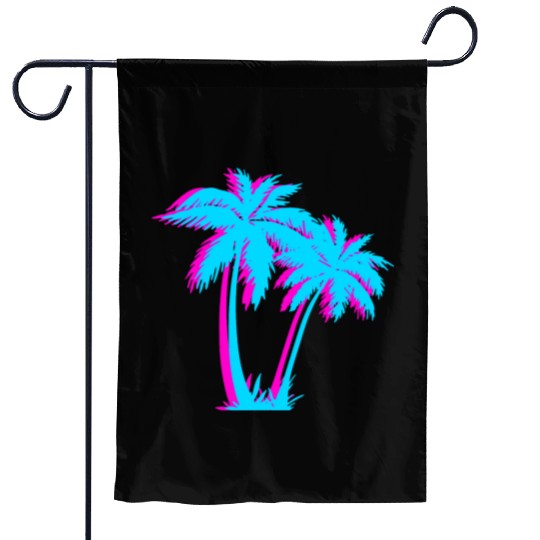 Beach Vaporwave Palm Tree Gift Aesthetic Tropical Garden Flags