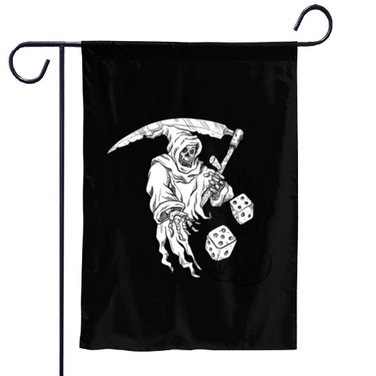 The Grim Reaper Rolling the Dice Drawing Garden Flags