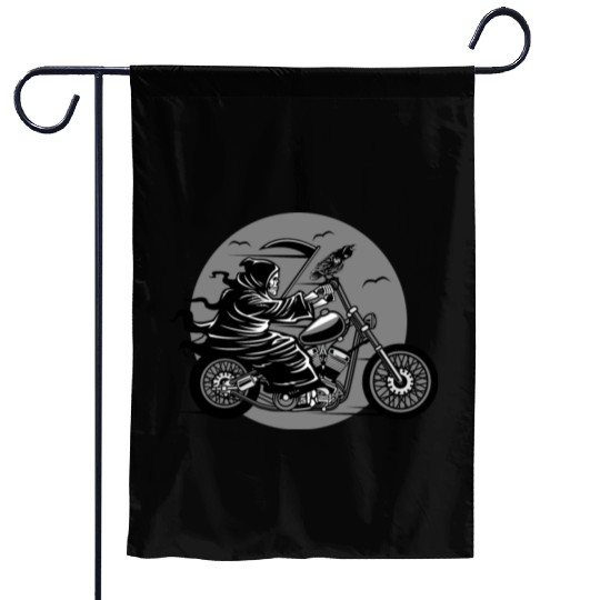 Death Motorcycle Death Grim Reaper Crow Gift Idea Garden Flags